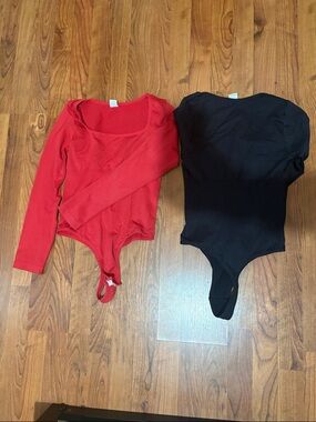 Kids Long Sleeve Red One-Piece Bodysuit